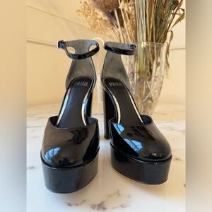 PAIGE Glossy Black Platform Shoes